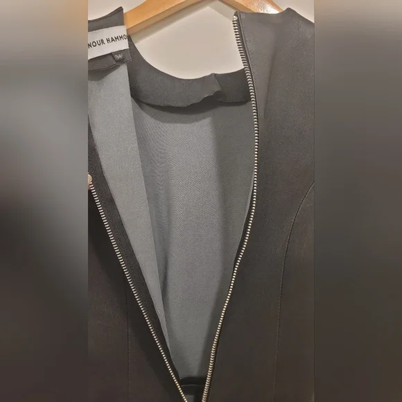 Nour Hammour Black Leather Dress 34 /City‎ Career Rockability Witchy Grunge - Picture 6 of 9